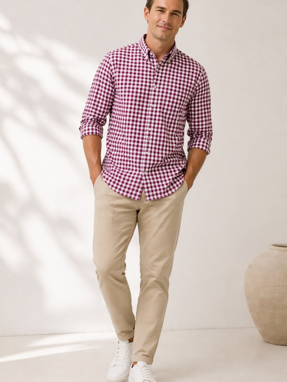 Classic Workwear Gingham J. Crew Men's‎ Long-Sleeve Button-Down Shirt